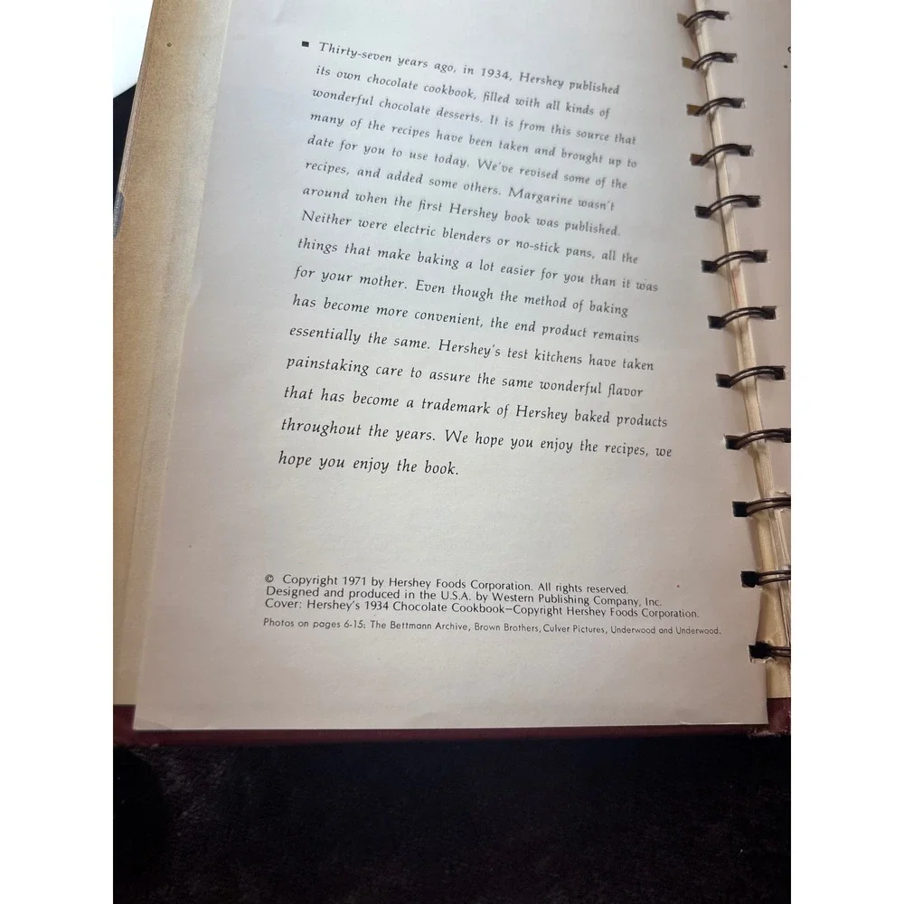 Vintage Hershey's 1934 Cookbook 1971 Spiral Bound Chocolate Recipes Dessert Book